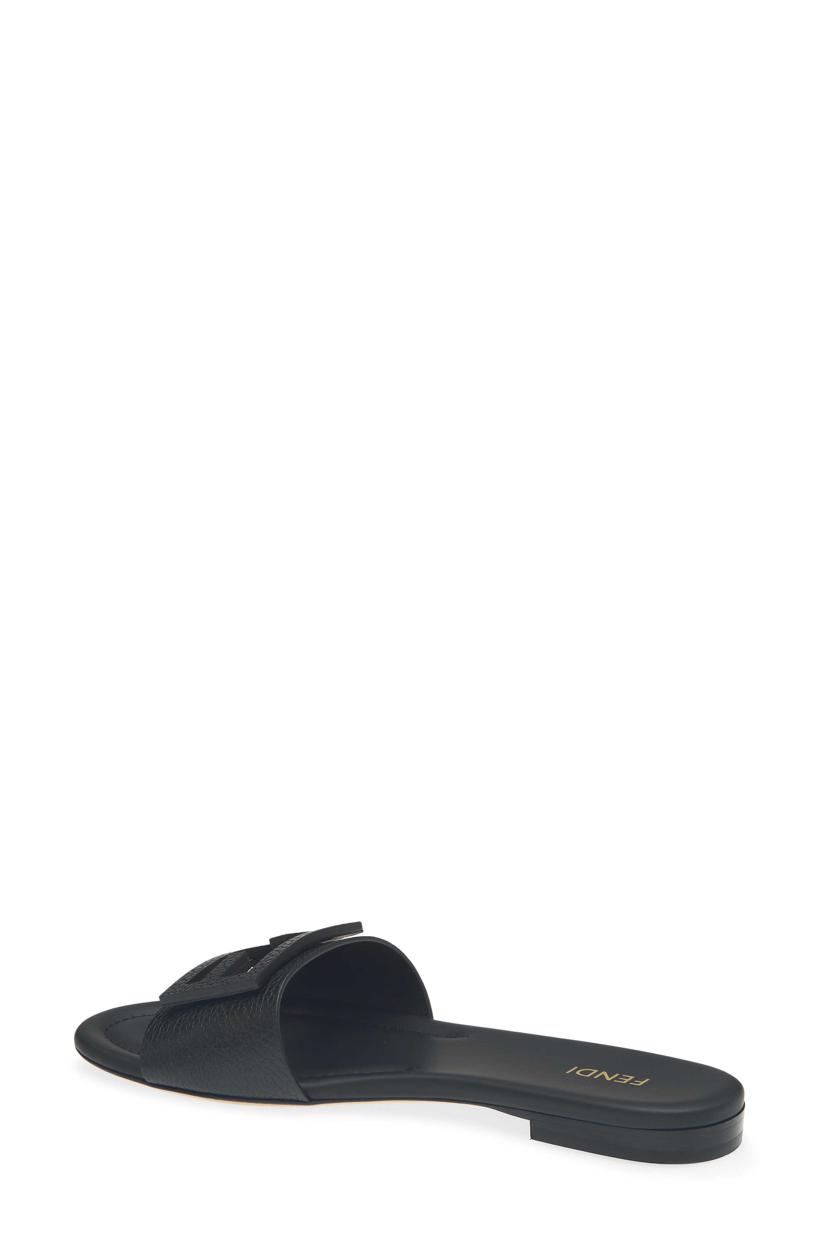 Baguette Leather Slide Sandal, Alternate, color, NERO BLACK