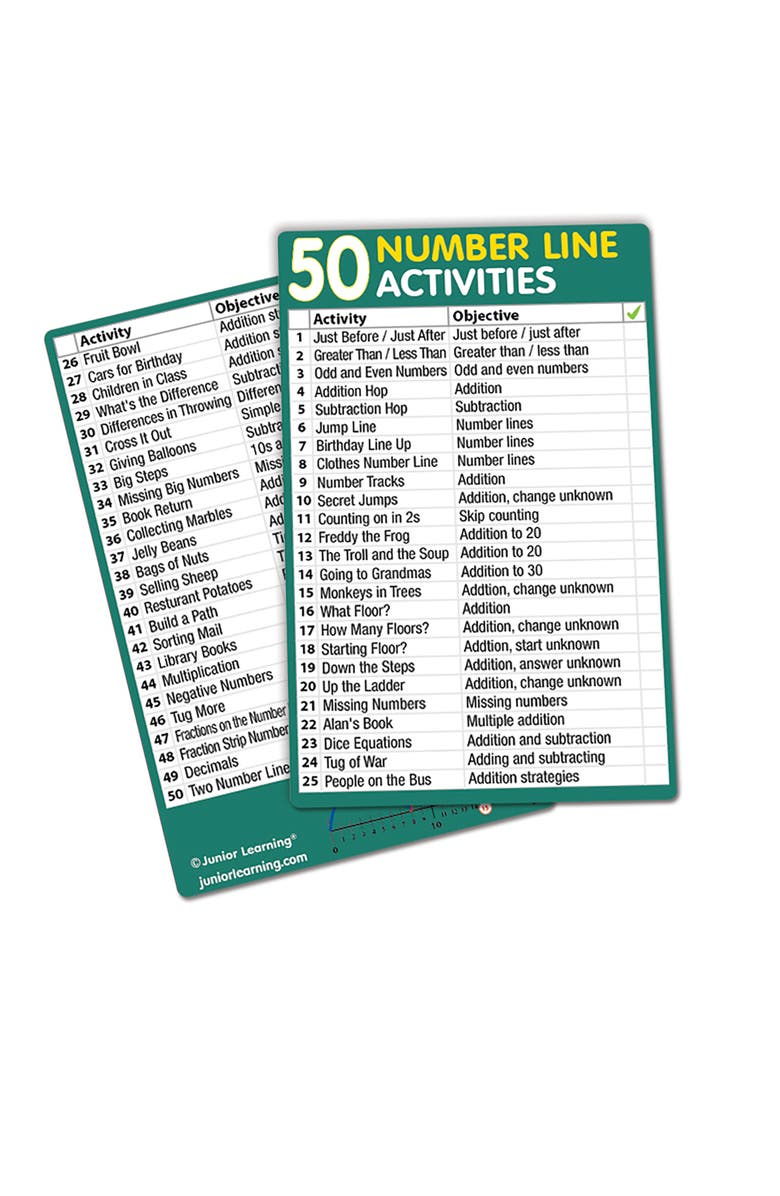 Junior Learning 50 Number Line Activities Learning Set, Alternate, color, Multicolored