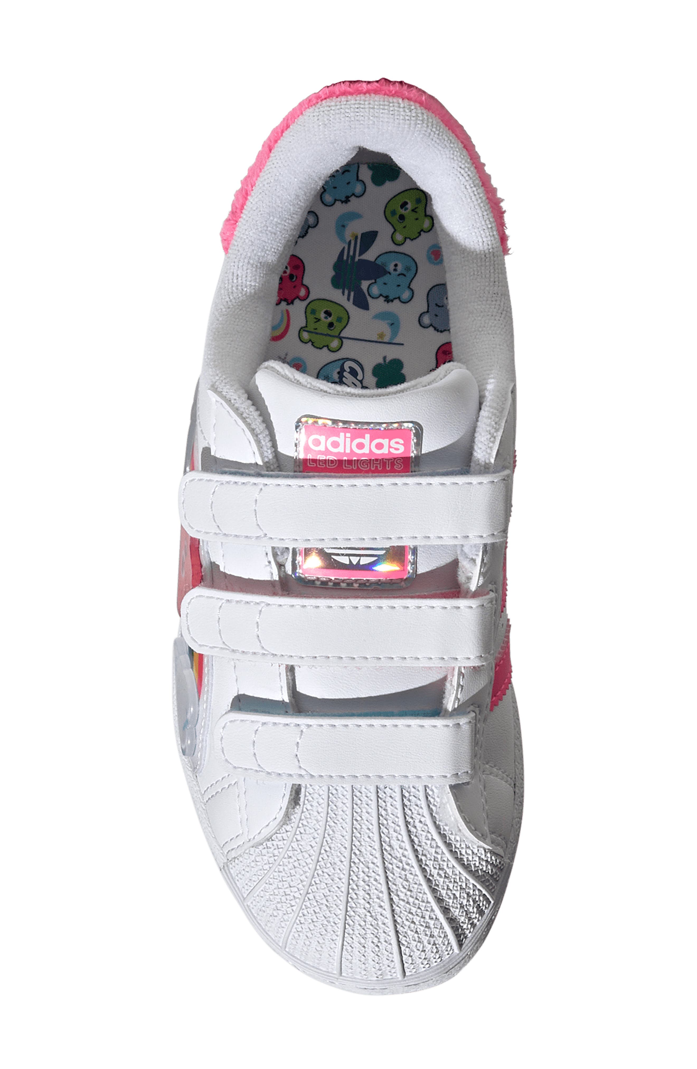 Kids' Superstar Care Bears LED Sneaker, Alternate, color, WHITE/ LUCID PINK/ BLISS PINK