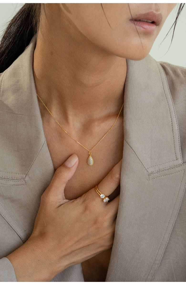 Bearfruit Jewelry Sterling Silver 18k Gold Plated Leah Crystal Necklace Holiday Gift Idea, Alternate, color, Gold