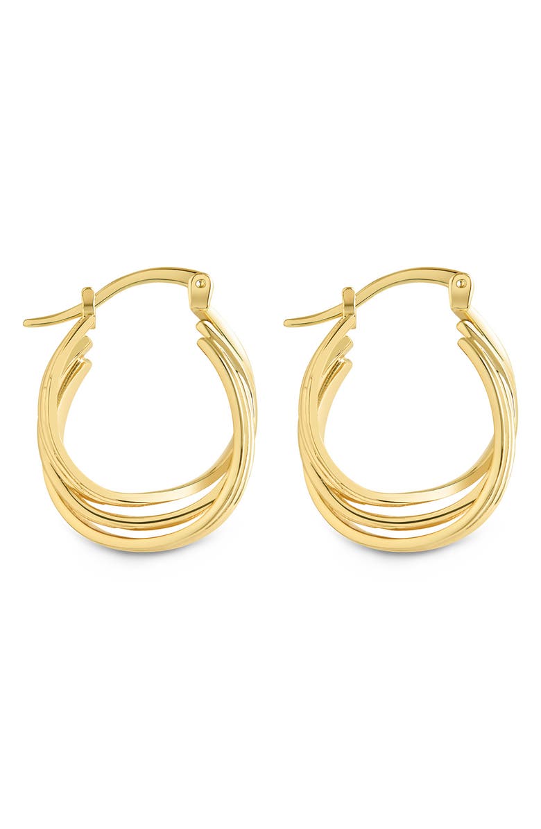 Sterling Forever Emery Triple Row Layered Hoop Earrings, Alternate, color, Gold