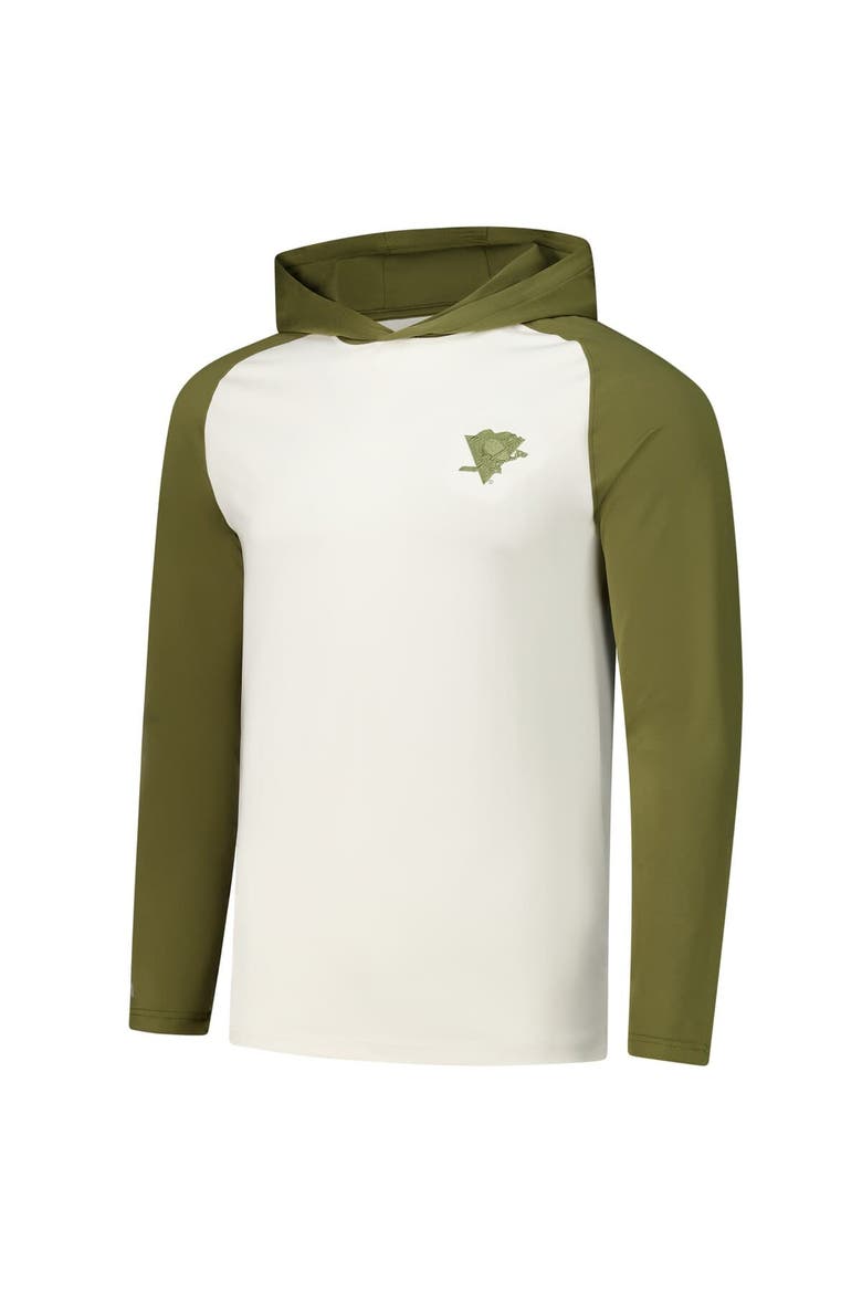 Men's Antigua Cream/Olive Pittsburgh Penguins Intrepid Sand Raglan Long Sleeve Hoodie T-Shirt, Alternate, color, Cream