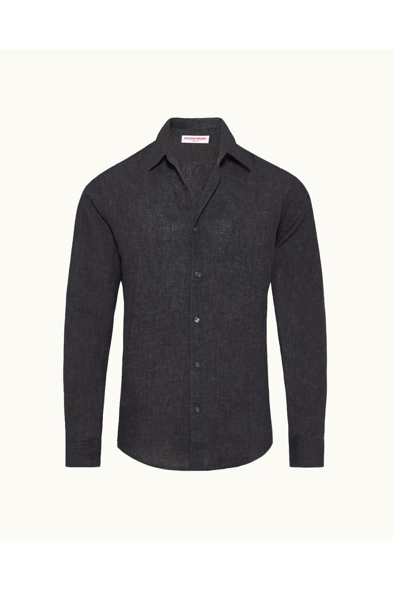Giles Lino Tailored Fit Italian Linen Shirt, Alternate, color, Pietra Grey