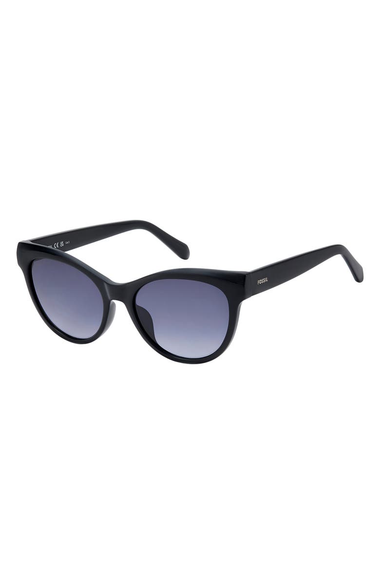 Fossil 53mm Gradient Cat Eye Sunglasses, Alternate, color, Black