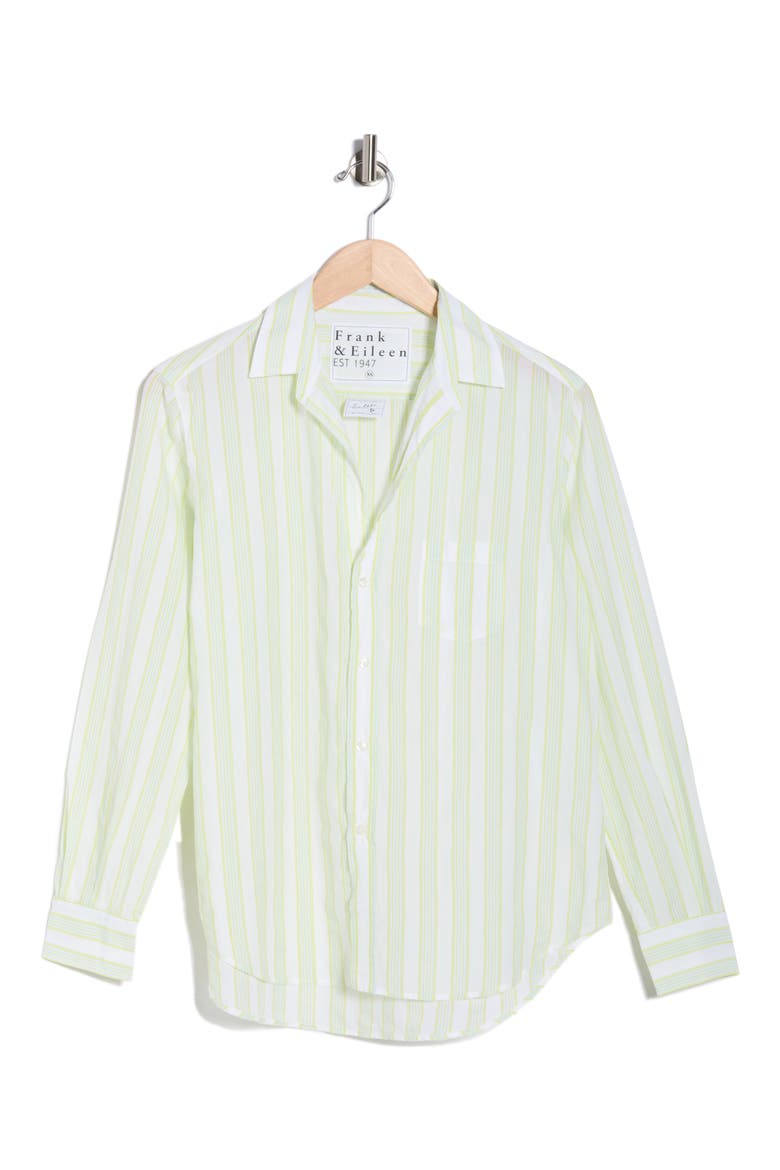 Eileen Relaxed Fit Stripe Button-Up Shirt, Alternate, color, CHARTREUSE AND BLUE STRIPE