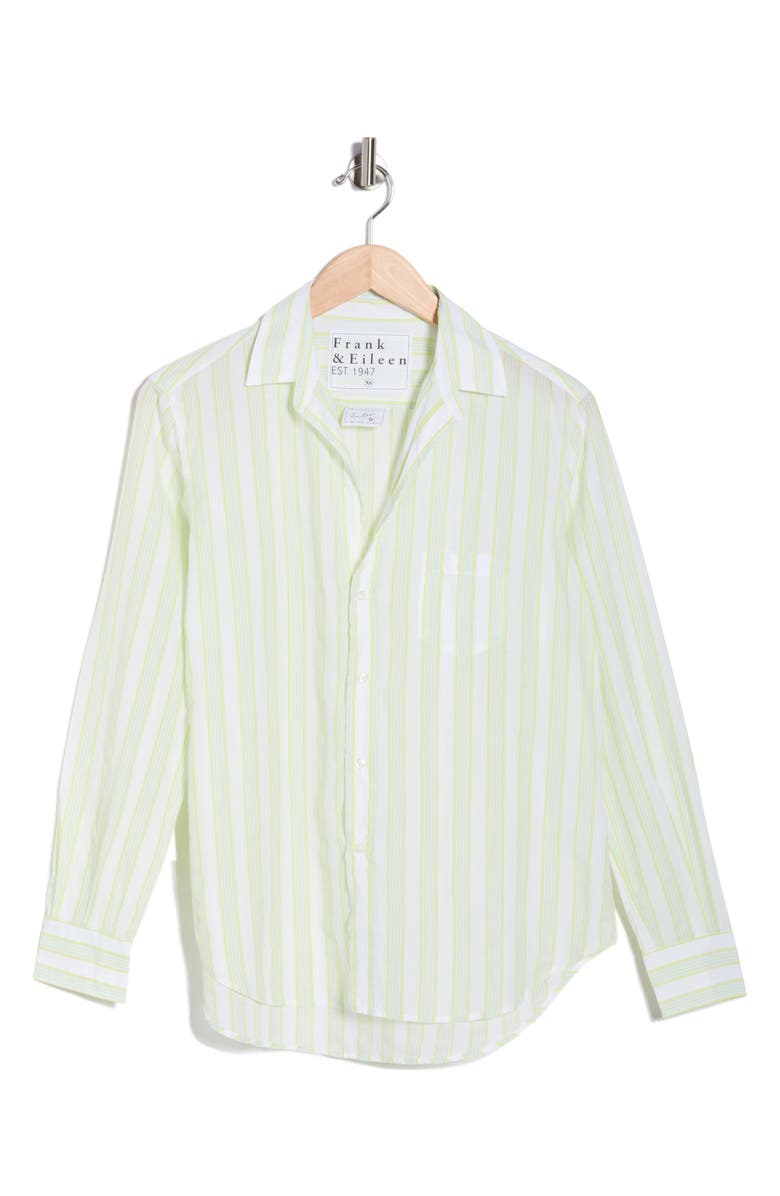 Frank & Eileen Eileen Relaxed Fit Stripe Button-Up Shirt, Main, color, Chartreuse And Blue Stripe