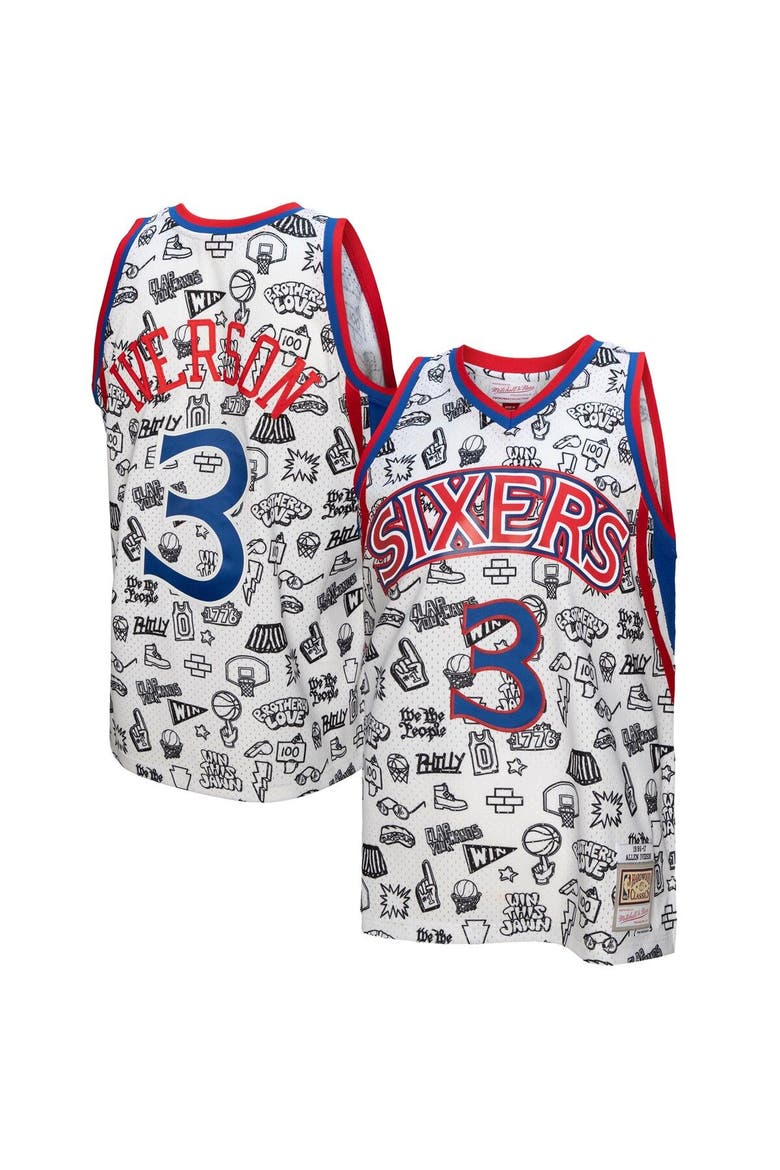 Men's Mitchell & Ness Allen Iverson White Philadelphia 76ers 1996/97 Swingman Jersey, Alternate, color, White