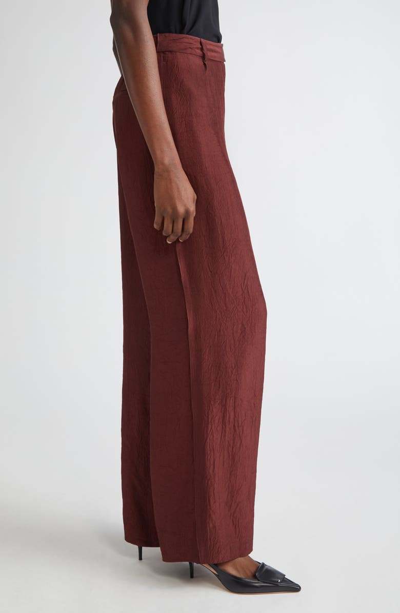 Jason Wu Collection Crinkled Satin Straight Leg Trousers, Alternate, color, Medjool