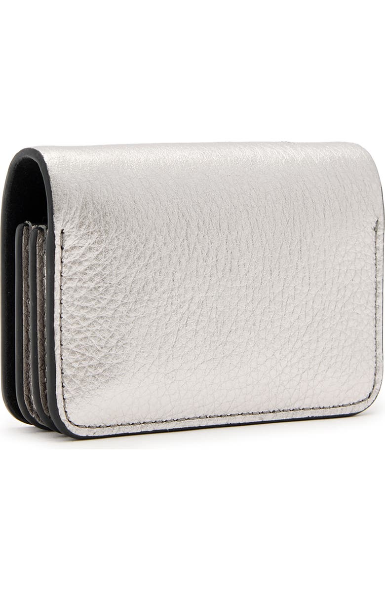 AllSaints The Honore Leather Cardholder, Alternate, color, Silver