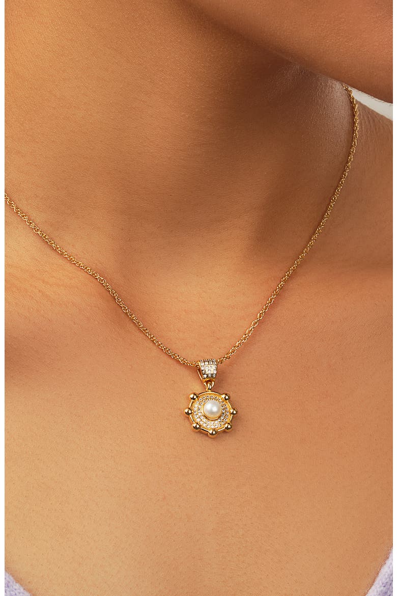Etta Cubic Zirconia & Faux Pearl Pendant Necklace, Alternate, color, GOLD