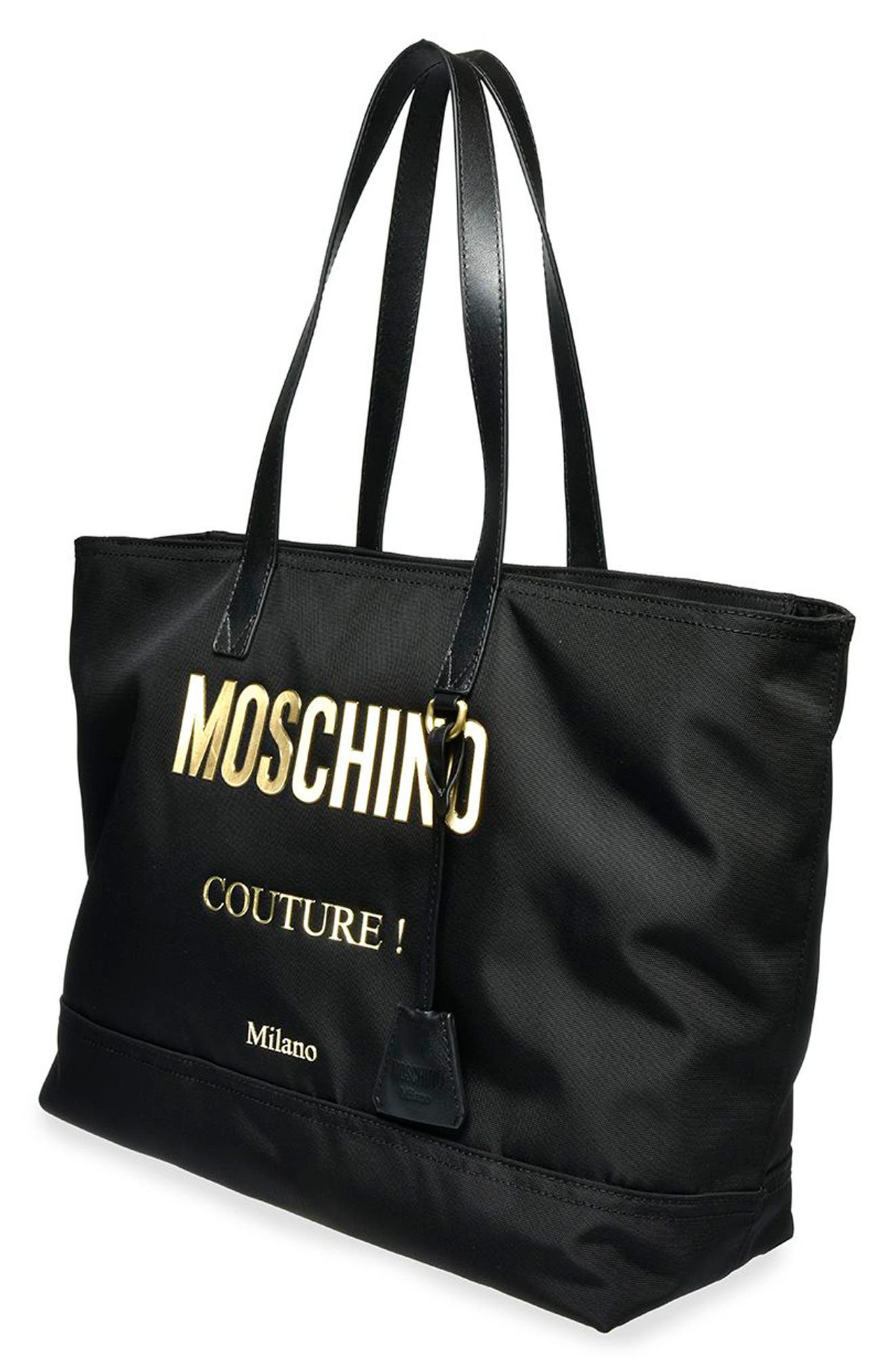 Moschino Logo Nylon Tote, Alternate, color, 