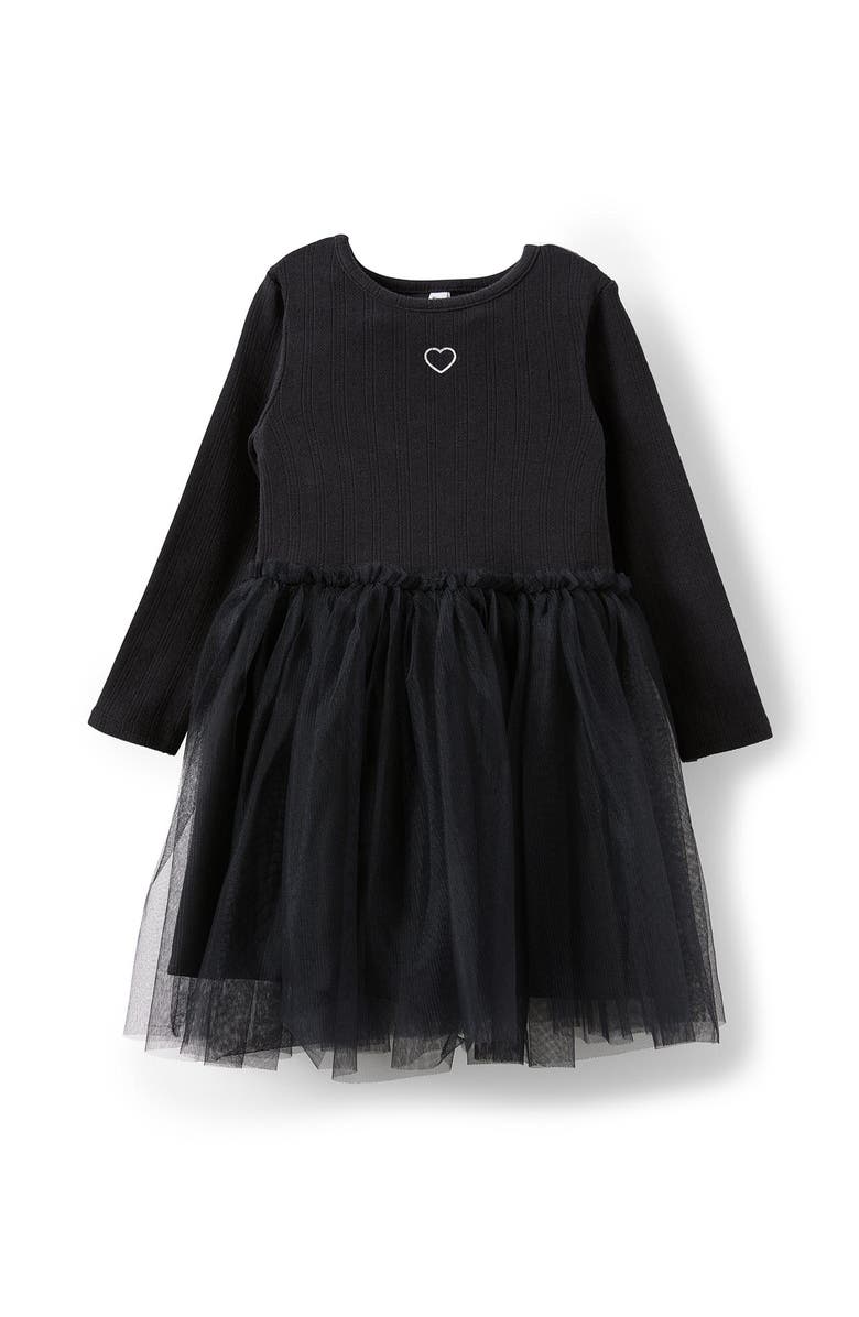 Cotton On Kids Kid's Harper Long Sleeve Dress Up Dress, Main, color, Black Pointelle Heart