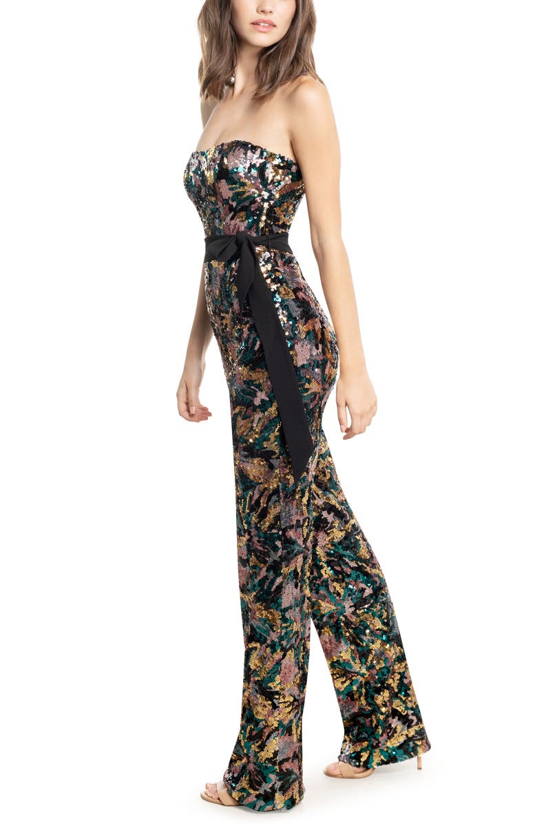 Dress the Population Andy Sequin Strapless Jumpsuit, Alternate, color, 
