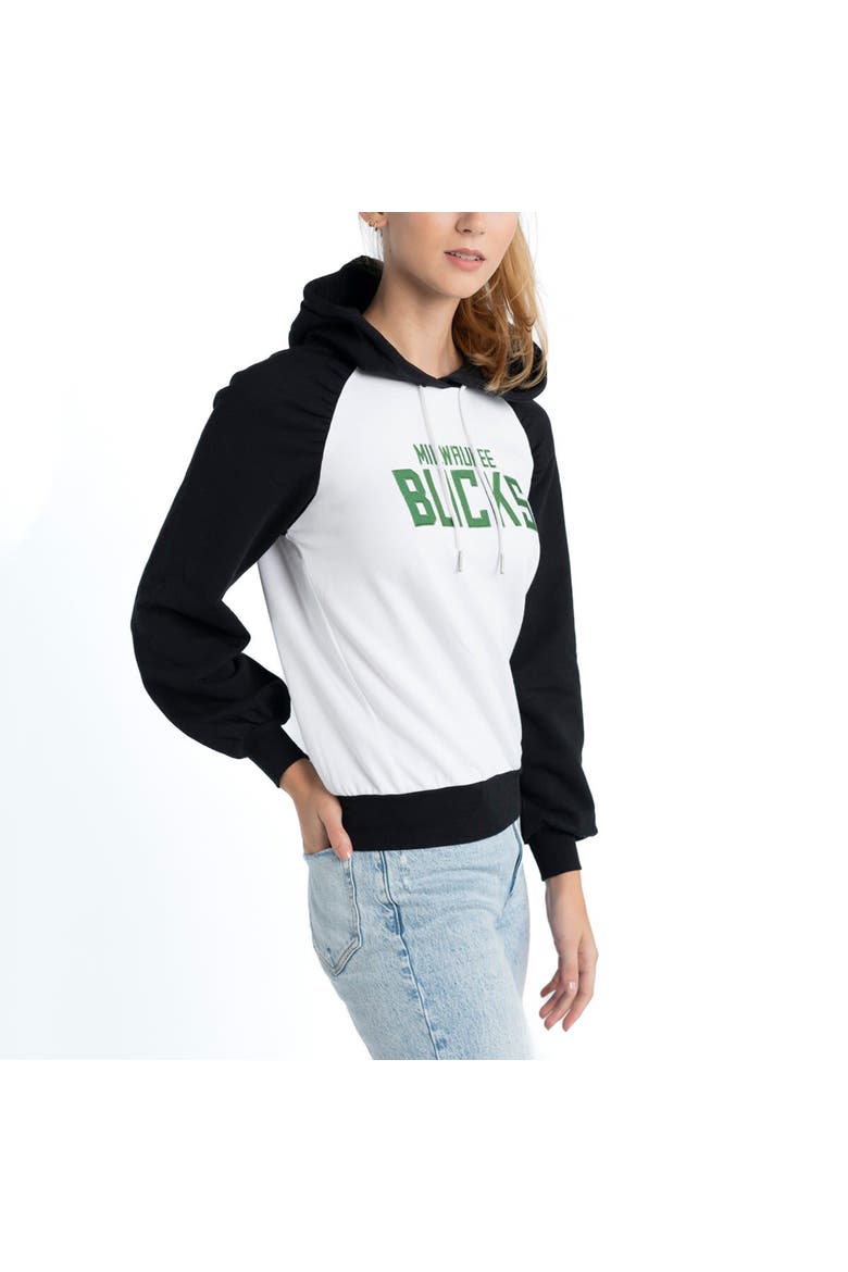 Women's Lusso White Milwaukee Bucks Marlowe Tri-Blend Raglan Pullover Hoodie, Alternate, color, White