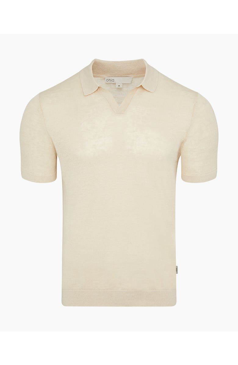 Onia Linen Johnny Collar Polo, Alternate, color, Sand