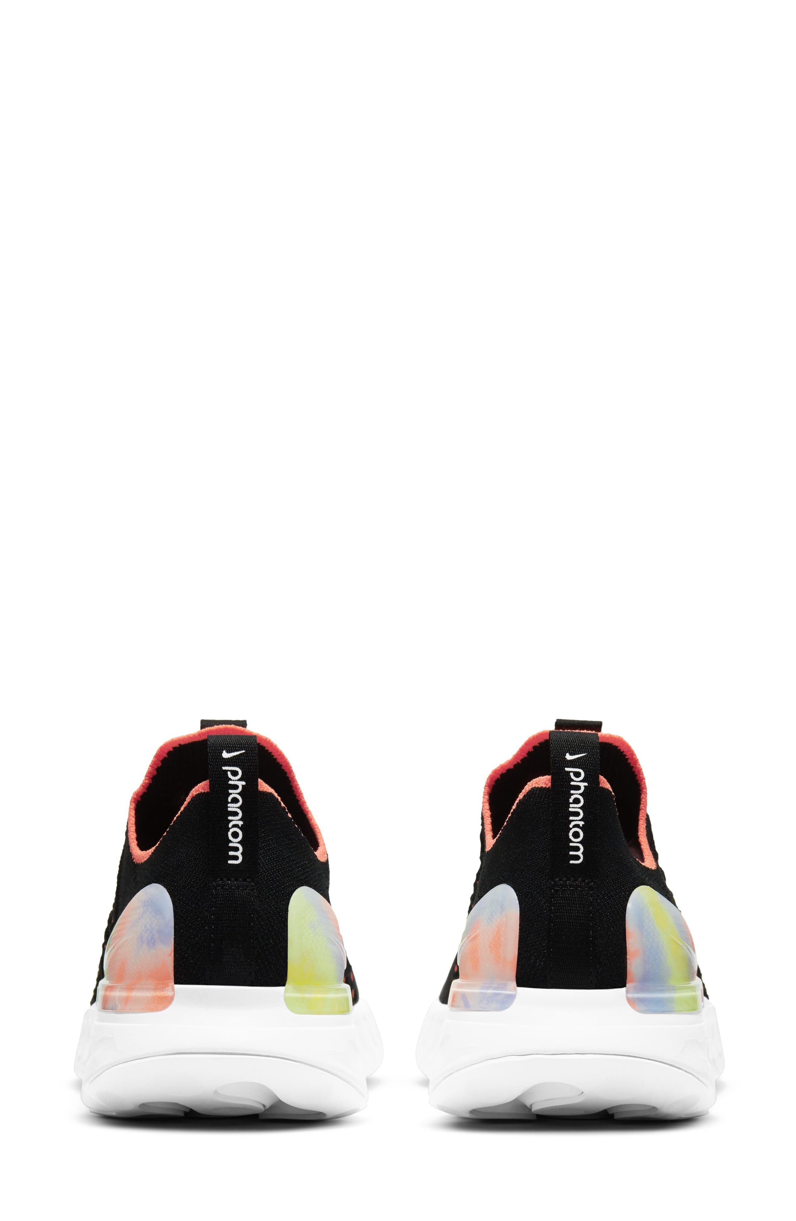 React Phantom Run Flyknit 2 Running Shoe, Alternate, color, BLACK/ MULTI/ BRIGHT MANGO
