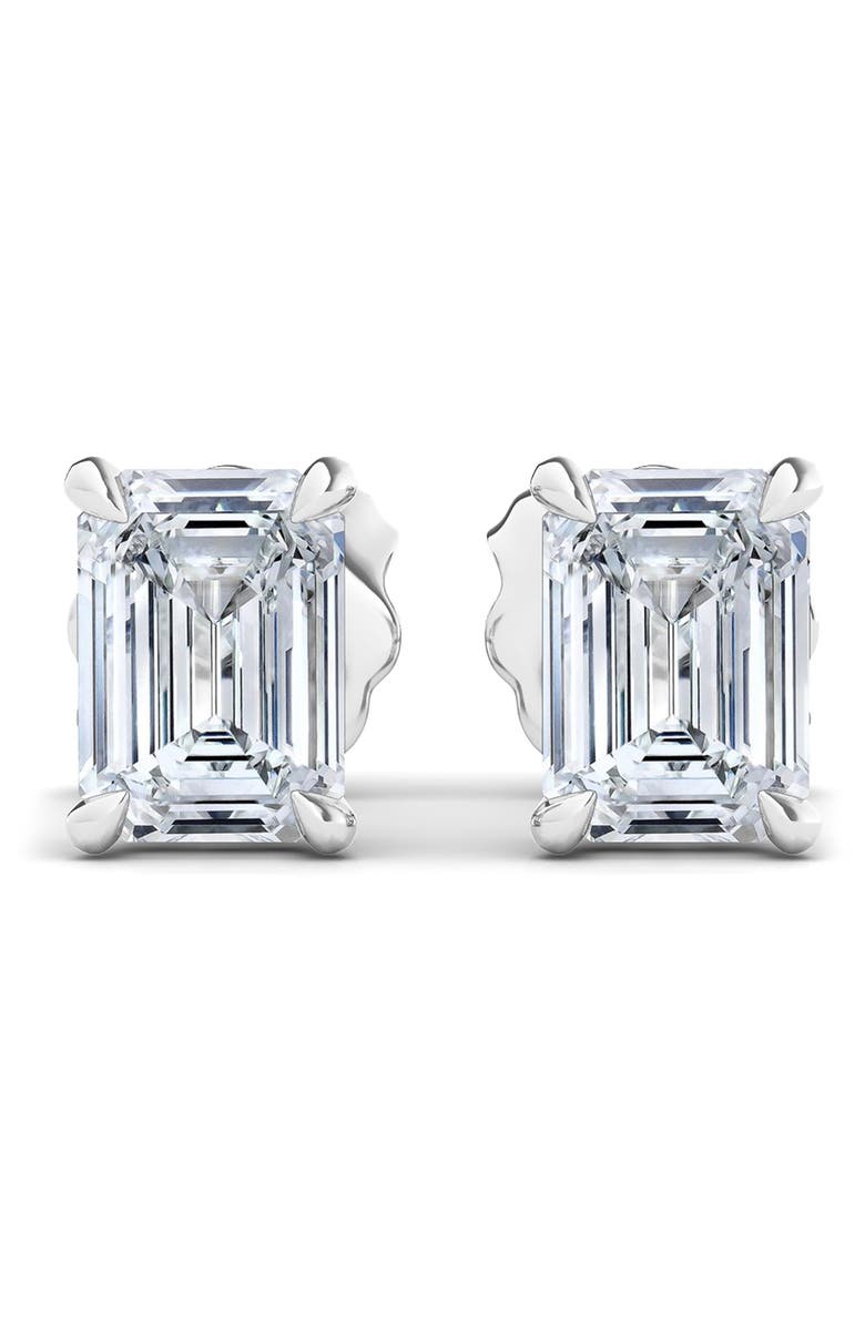 Everyday By HauteCarat 14K Gold Emerald Cut Lab Created Diamond Stud Earrings - 2.0 ctw, Main, color,