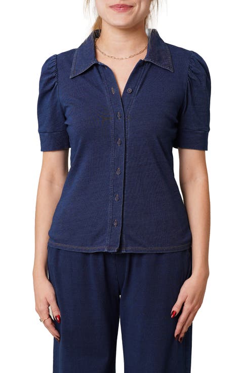 Puff Sleeve Button-Up Shirt