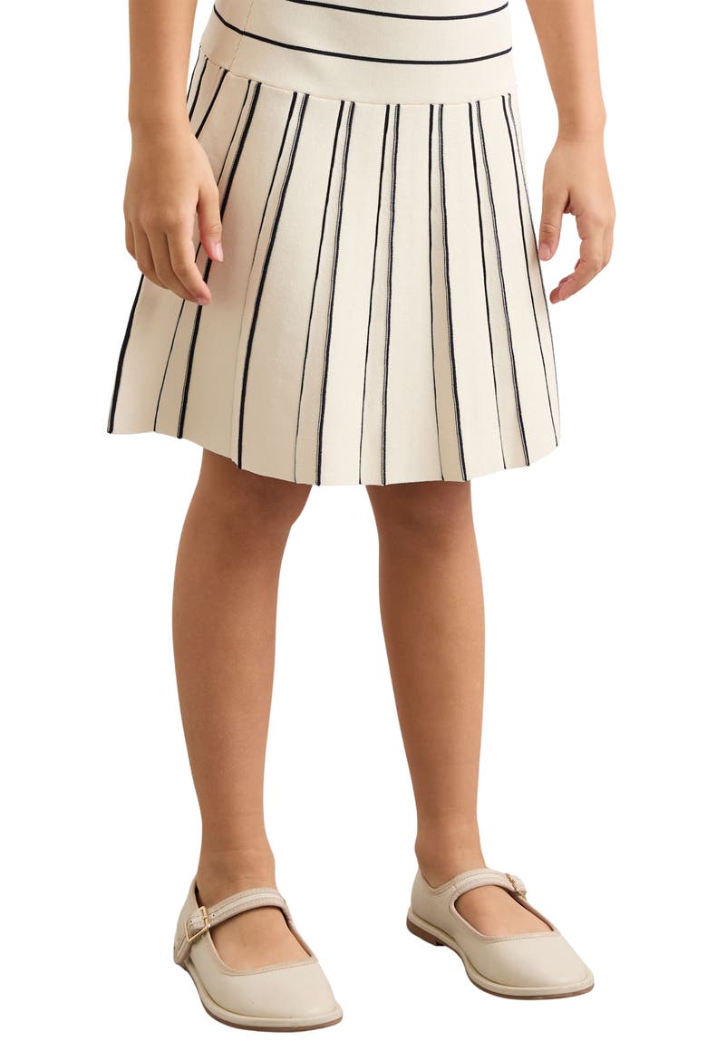 Kids' Alice Pleated Miniskirt, Alternate, color, IVORY/ NAVY