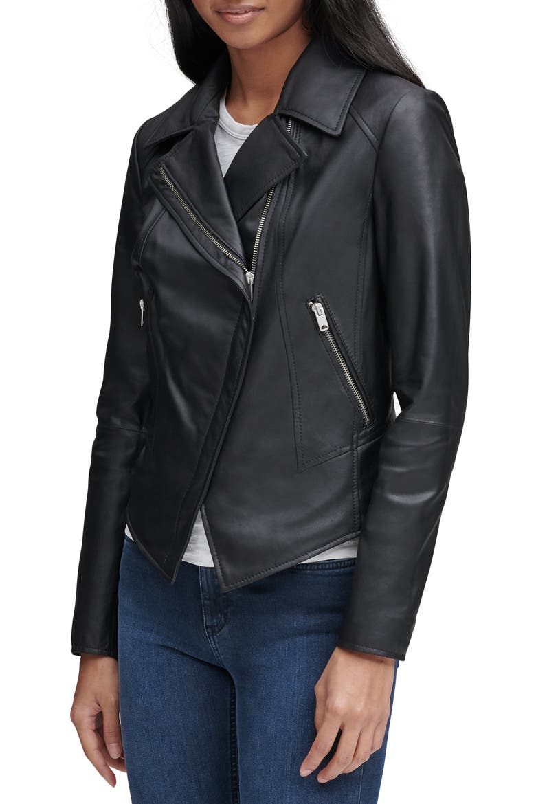 Bayside Leather Moto Jacket, Alternate, color, BLACK