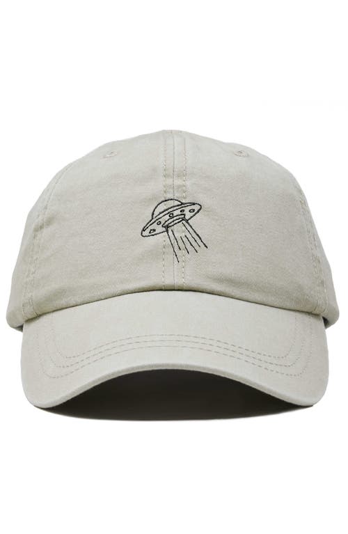 Dalix Ufo Embroidered Adjustable Dad Cap In Washed Stone White
