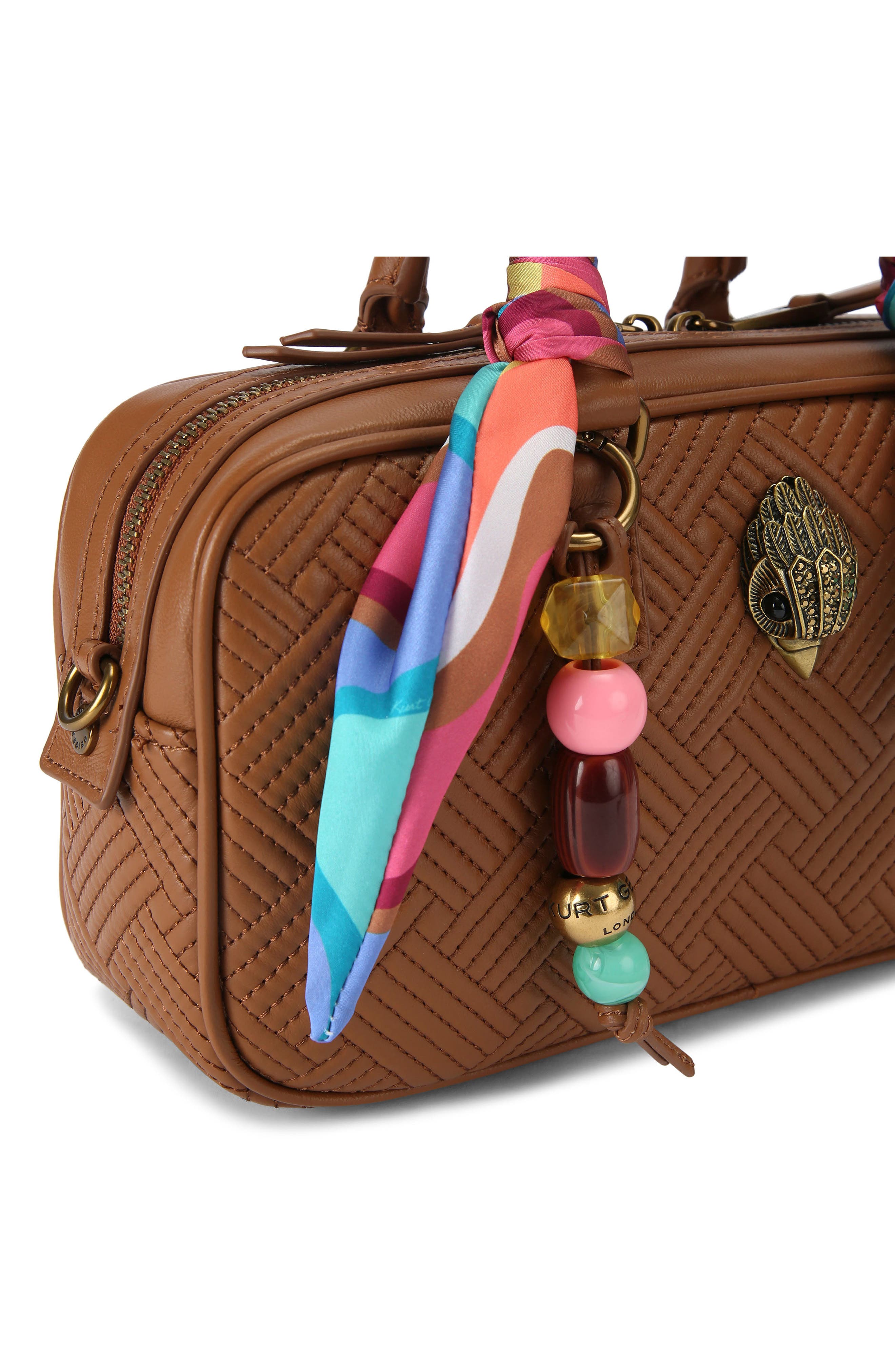 Kurt Geiger London Small Kensington Quilted Leather Duffle Bag, Alternate, color, Brown