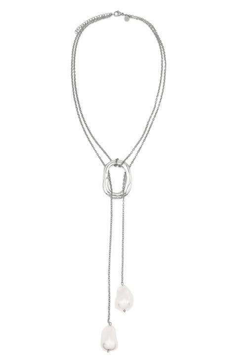 Solar Faux Pearl Y-Necklace