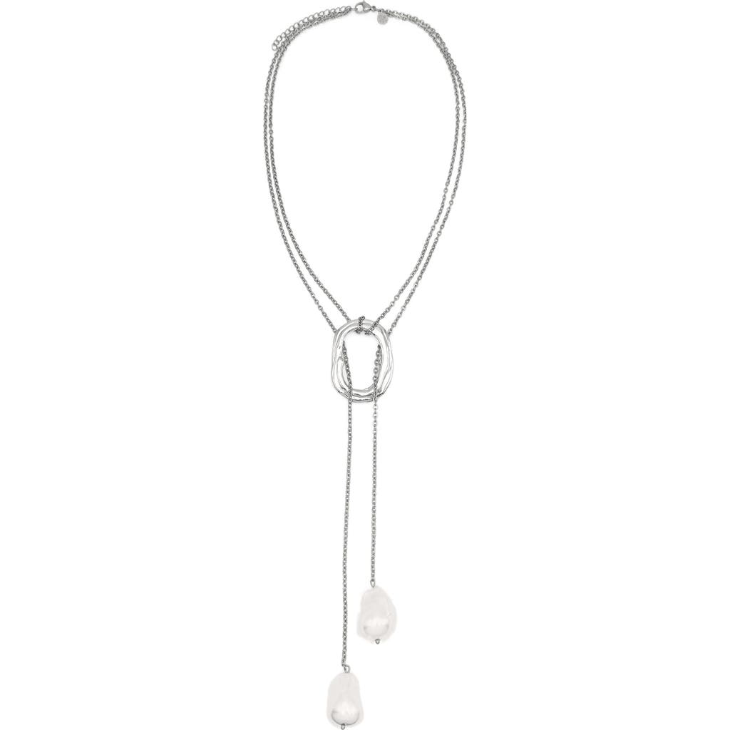 Petit Moments Solar Faux Pearl Y-necklace In Metallic