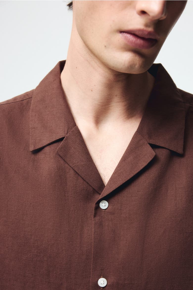 Relaxed Fit Linen-blend Resort Shirt, Alternate, color, Brown