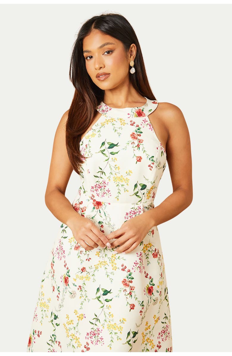 Oasis Petite Ottoman Twill Halter Midi Dress, Alternate, color, Ivory