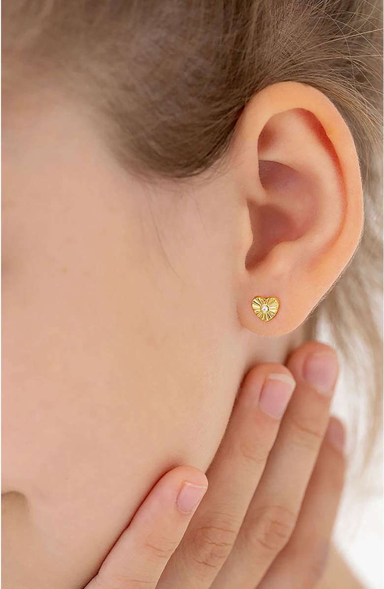 In Season Jewelry 14k Heart Rays Earrings, Alternate, color, Gold