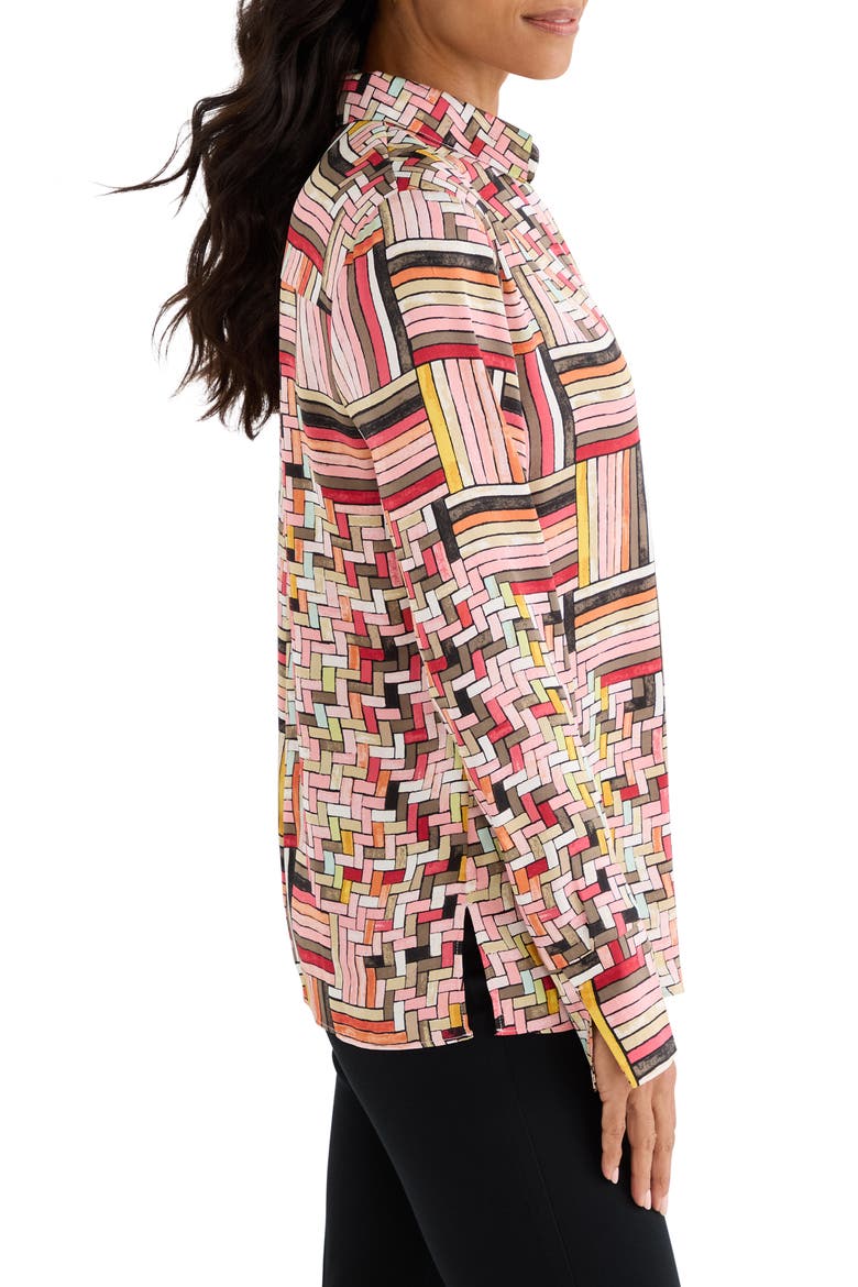Colorweave Button-Front Shirt, Alternate, color, PINK MULTI