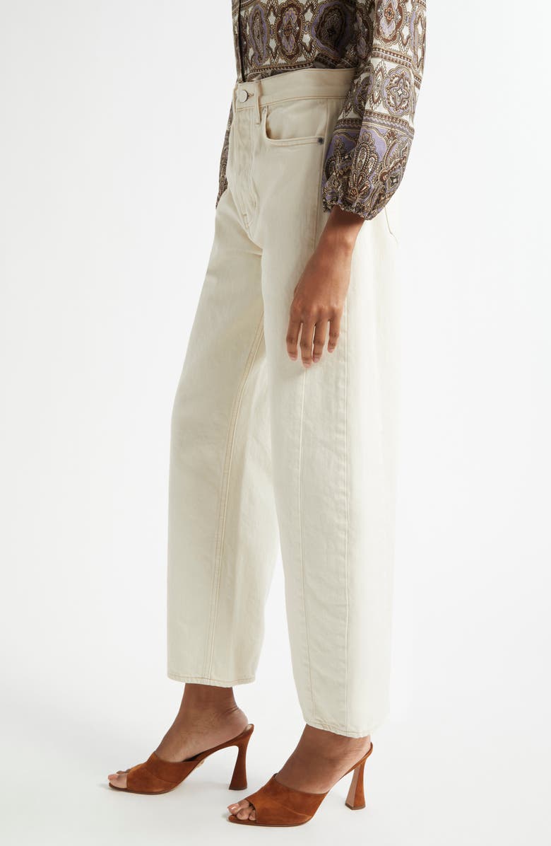 Veronica Beard Ryder Saddle Barrel Jeans, Alternate, color, Ecru