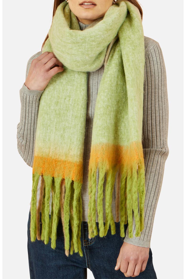 Oversize Brushed Fringe Soft Scarf, Alternate, color, Green
