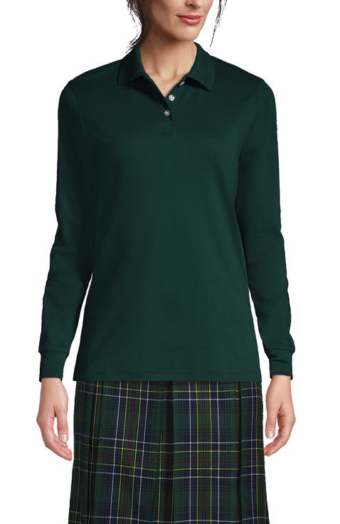 School Uniform  Long Sleeve Interlock Polo Shirt
