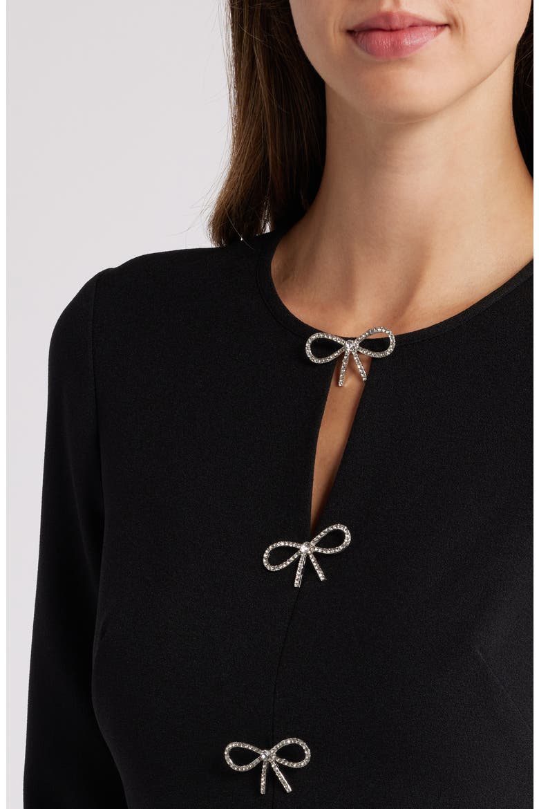 Bow Embellished A-Line Dress, Alternate, color, BLACK
