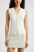 Open Edit Cutaway Button-Up Sweater Vest