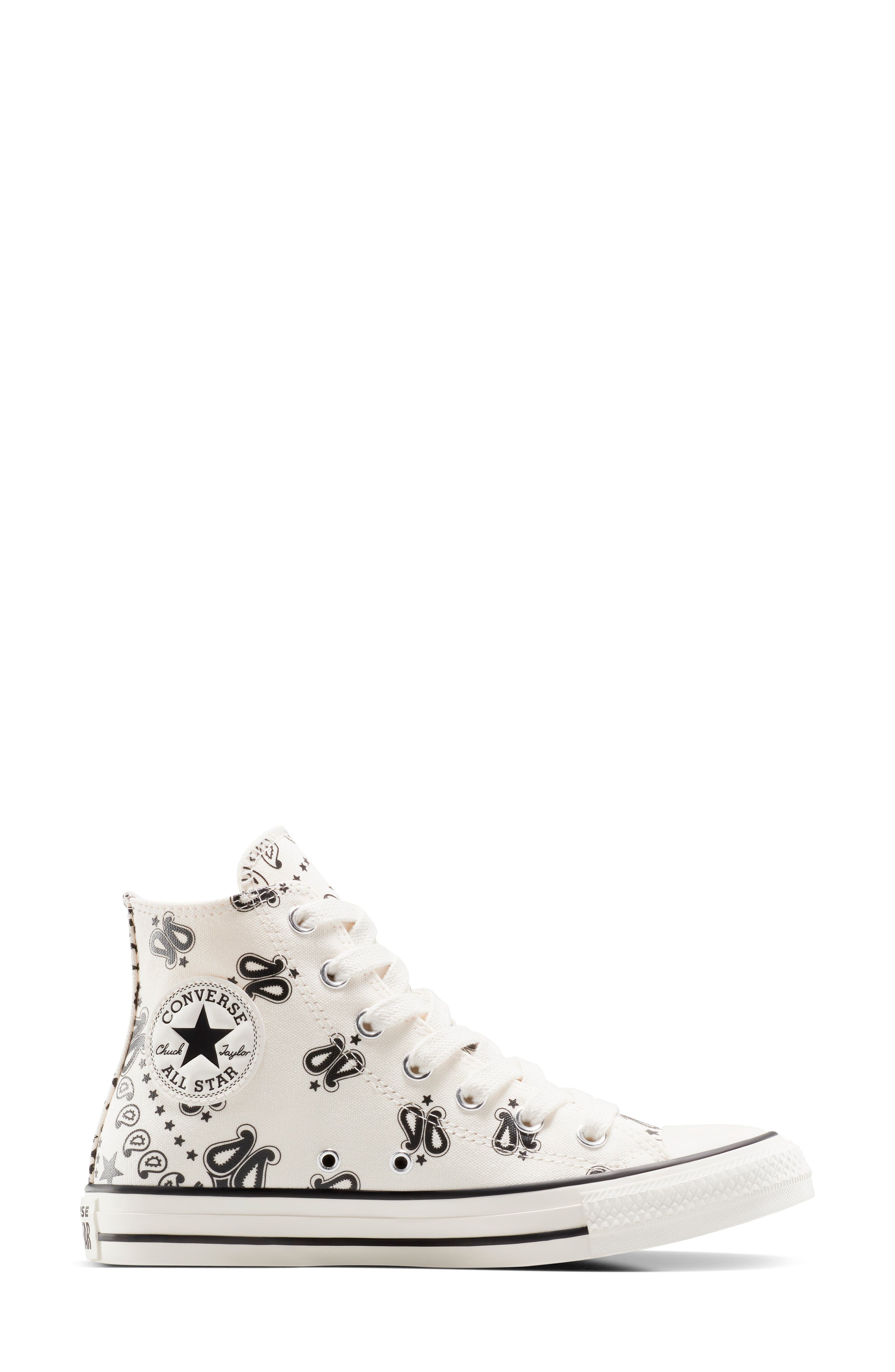 Converse Gender Inclusive Chuck Taylor<sup>®</sup> All Star<sup>®</sup> High Top Sneaker, Alternate, color, Egret/ Black/ Egret