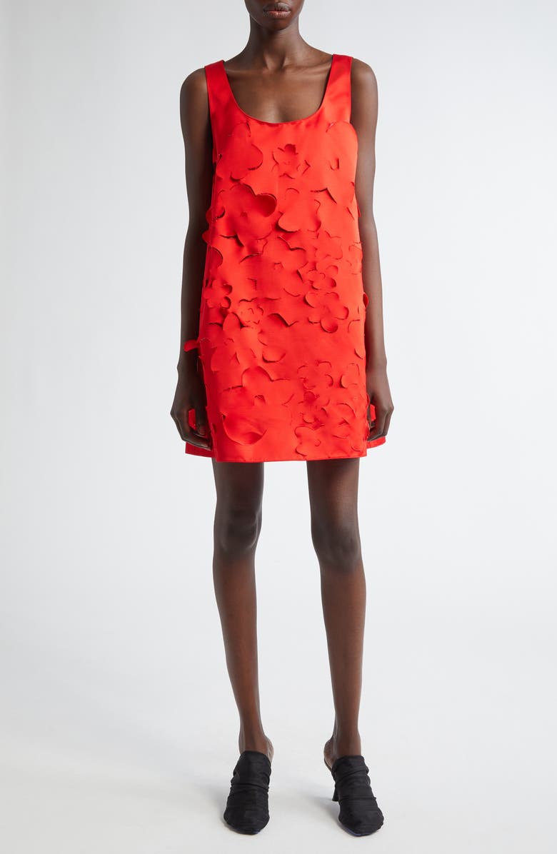 Marni Floral Cutout Duchesse Satin Mindress, Main, color,