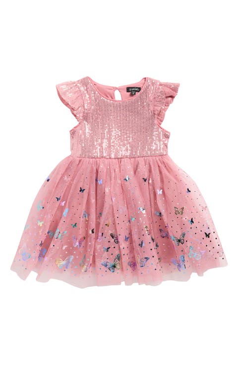 Kids' Flutter Sequin Foil Party Dress (Toddler & Little Kid)