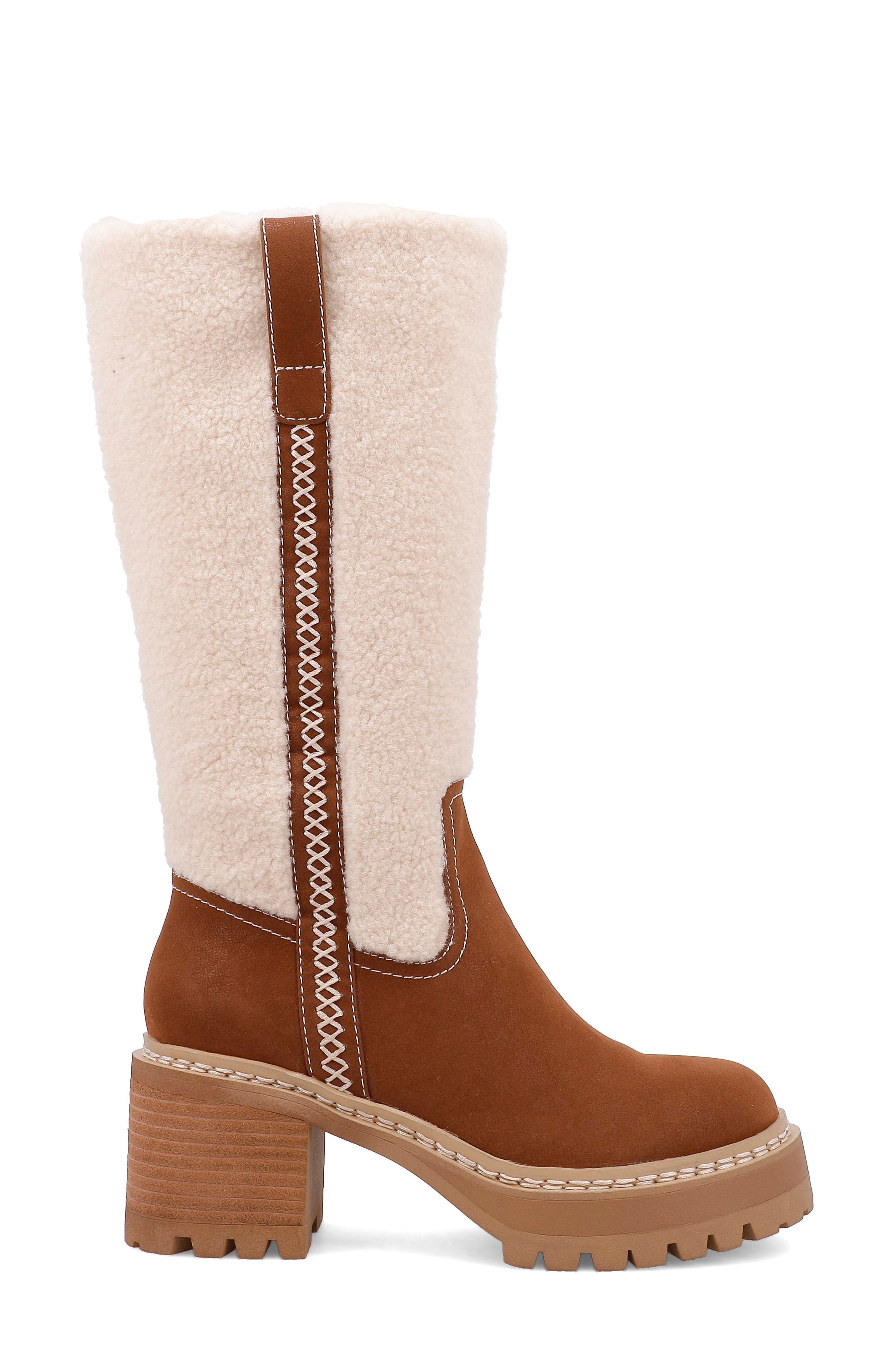 Teirson Faux Shearling Platform Boot, Alternate, color, COGNAC