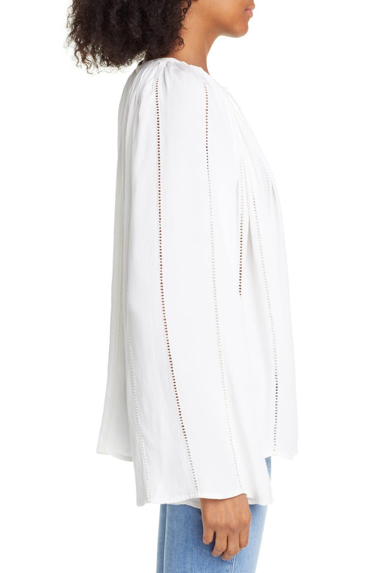Lattice Peasant Top, Alternate, color, OFF WHITE