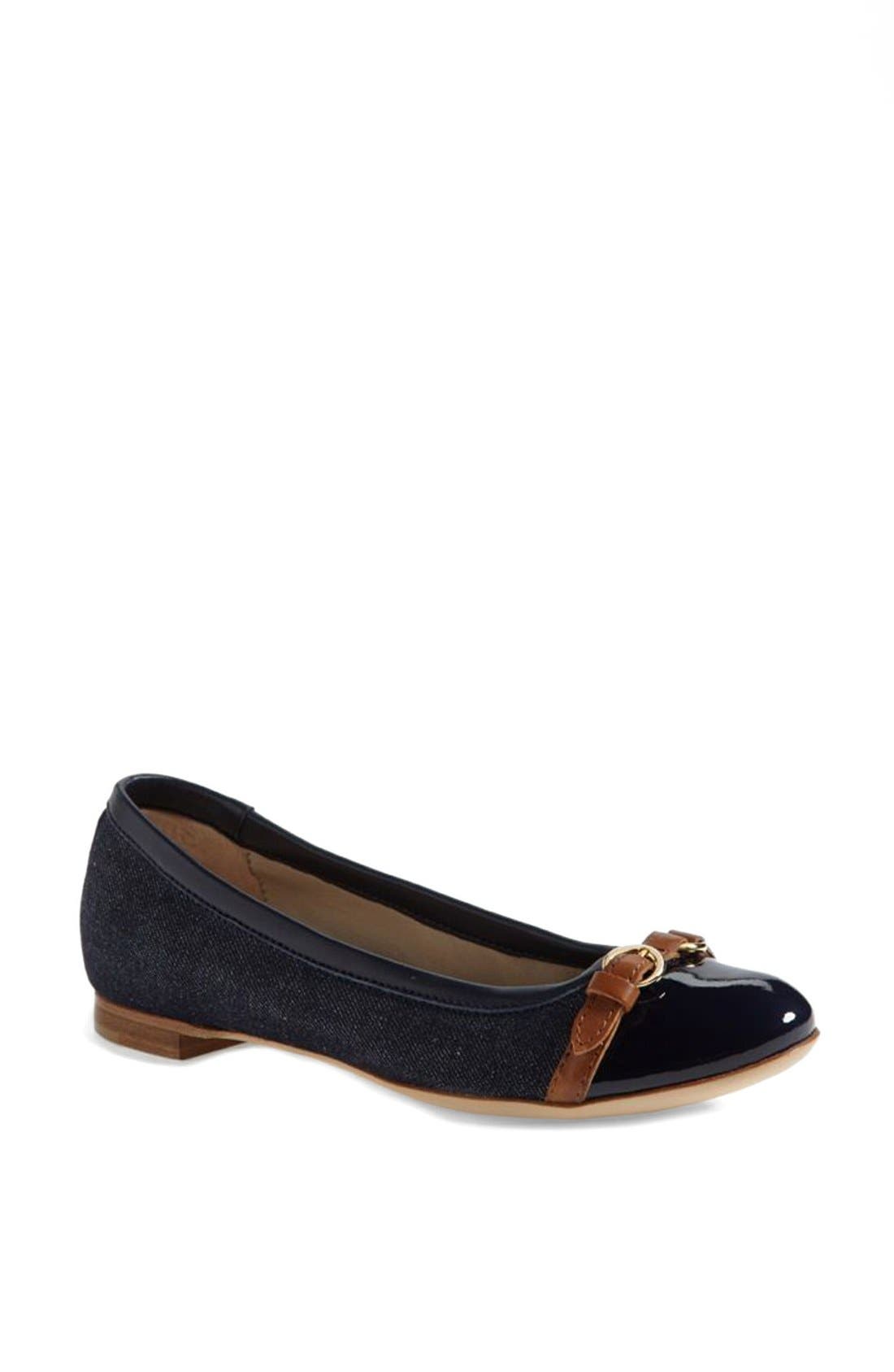 Attilio Giusti Leombruni Toe Cap Ballet Flat, Main, color, NAVY DENIM