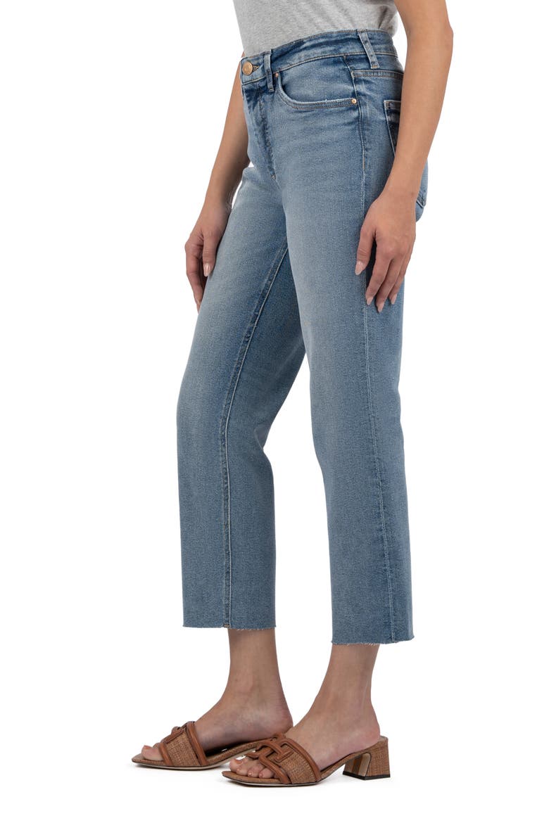 Rachael Fab Ab High Waist Raw Hem Crop Jeans, Alternate, color, OPERATED BLUE