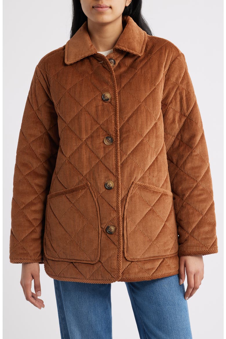 Quilted Corduroy Jacket, Alternate, color, COGNAC