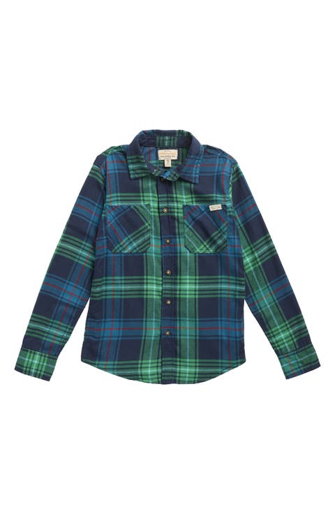 Kids' Plaid Cotton Flannel Button-Up Shirt (Big Kid)