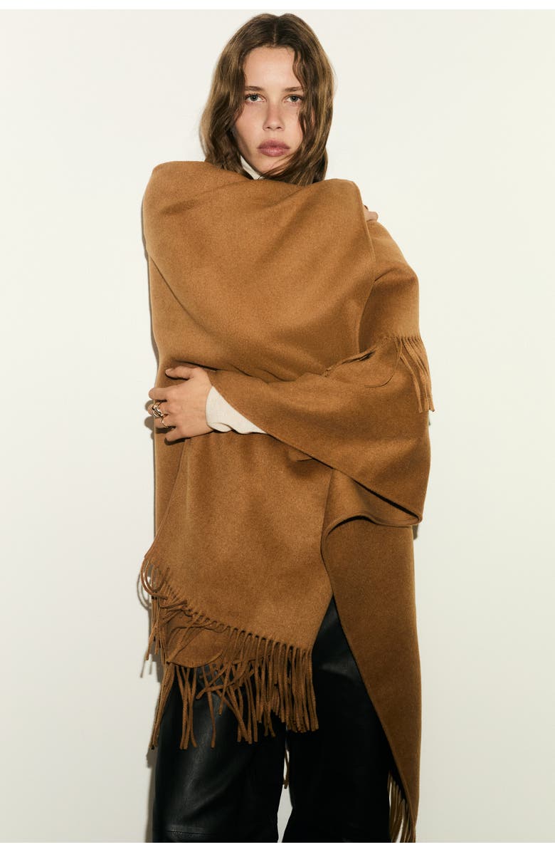 H&M Wool-blend Cape, Alternate, color, Dark Beige
