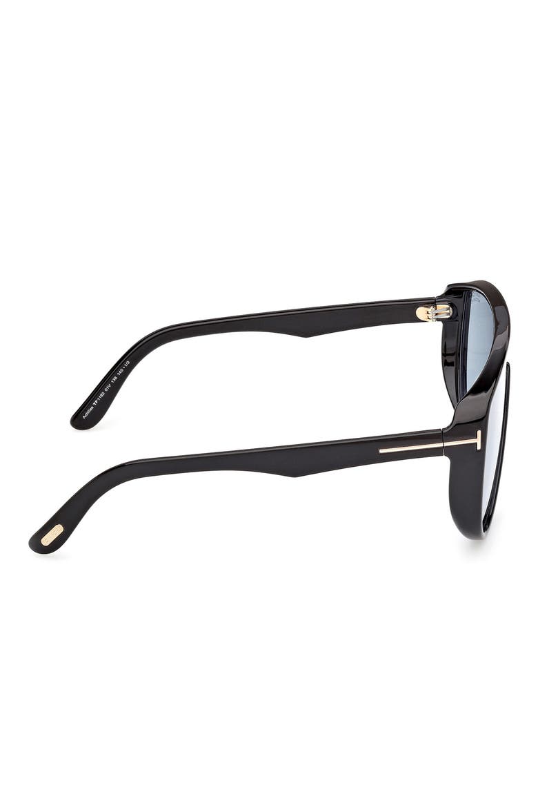 Achilles 138mm Shield Sunglasses, Alternate, color, SHINY BLACK / BLUE
