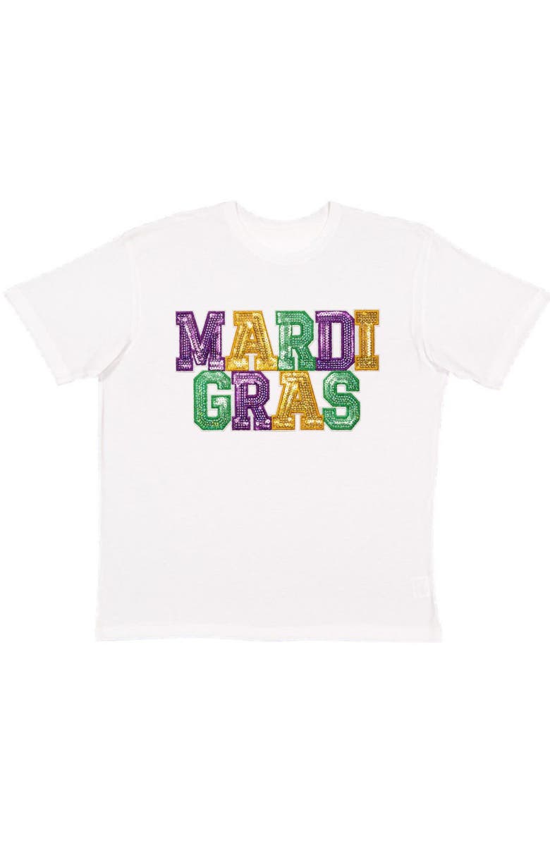Sweet Wink Mardi Gras Patch Adult Short Sleeve T-Shirt, Main, color, 