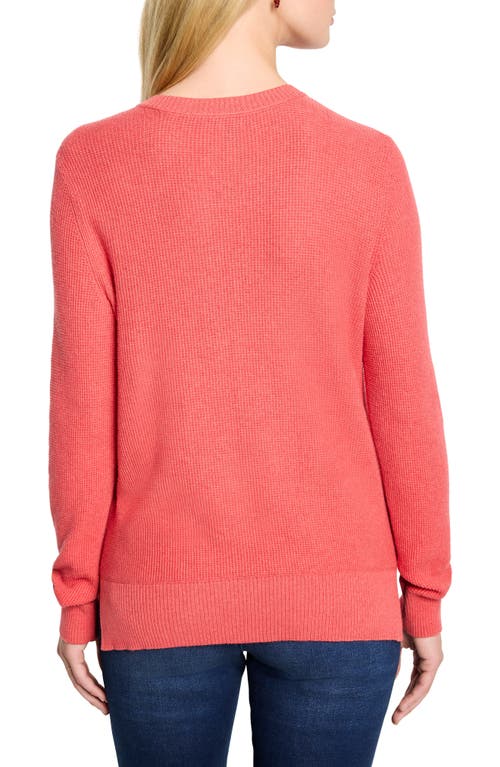 Nic + Zoe Nic+zoe Waffle Stitch V Neck Sweater In Red